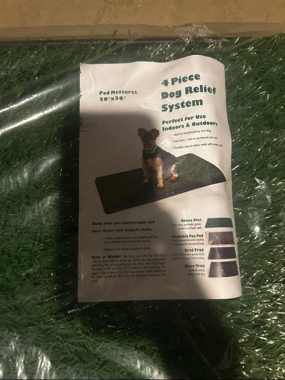 4-Piece Dog Relief System Grass Mat - Green
